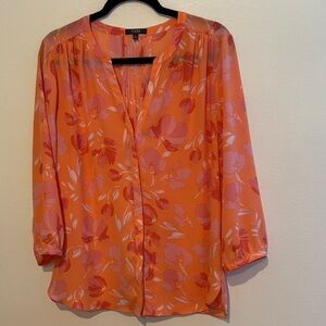 NYDJ Orange and Pink Floral Blouse